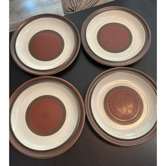 Set of 4 Vintage Denby Potters Wheel Rust 10" Dinner Plates Made in England - Picture 1 of 5